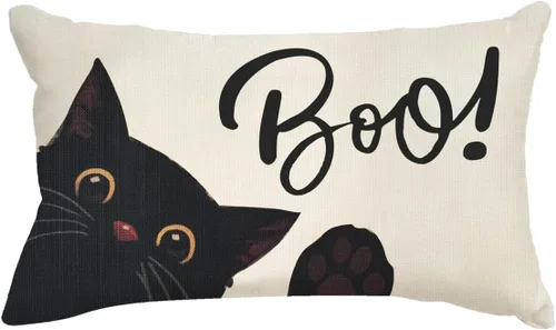 Miniatura 9 de Funda de almohada con diseño de calavera de Halloween, decoración del hogar, lino y algodón, funda de cojín de 18 x 18 pulgadas / 45.72 x 45.72 cm.
