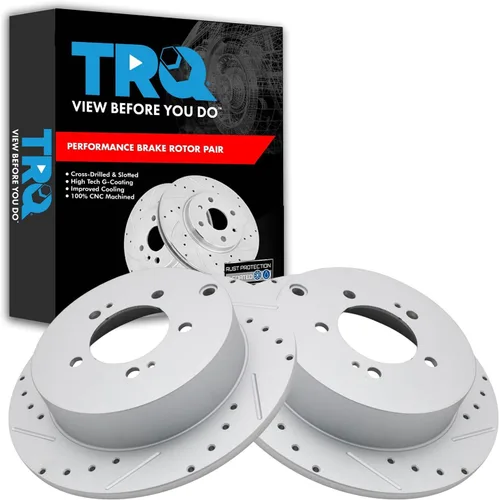 Miniatura 314 de TRQ Juego de rotores de freno de rendimiento trasero con revestimiento G premium compatible con Mazda 6 2014-2021