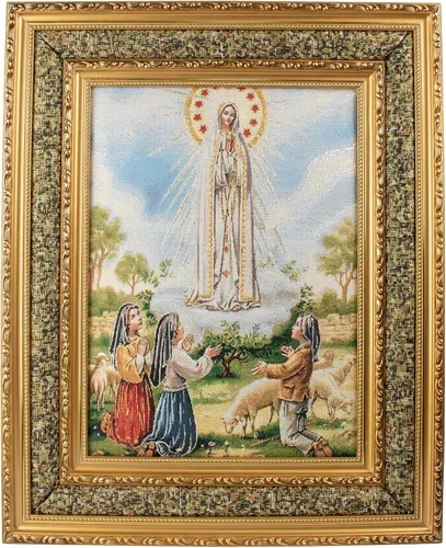 Dvdmatinemovies - Marco de tapiz de Nuestra Señora de Fátima - Diseños de marco dorado en tamaños 9 x 11 pulgadas, 22 x 29 pulgadas, 17 x 21