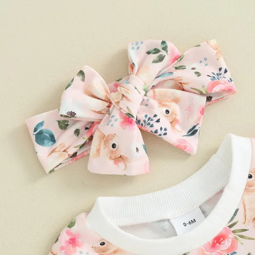 Miniatura 30 de Mandizy Conjunto de ropa de bebé niña otoño 3 6 9 12 18 24 meses sudadera de manga larga y pantalones con estampado floral y diadema