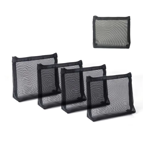 Miniatura 16 de Patu Bolsas de malla con cremallera, organizador de accesorios cosméticos de maquillaje de belleza, kit de aseo de viaje, bolsa de almacenamiento, 5