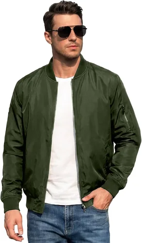 Miniatura 9 de Chaqueta bomber ligera para hombre, cortavientos, resistente al agua y transpirable con 4 bolsillos