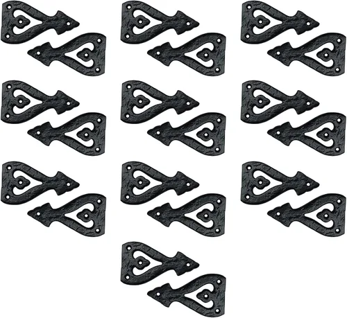 Miniatura 24 de Adonai Hardware Alleluia - Bisagras delanteras de hierro fundido antiguo (3.2 pulgadas x 10 unidades, negro mate) para puertas de granero, puertas