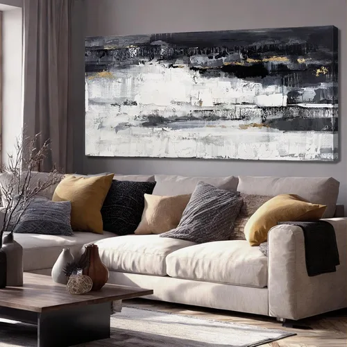 Miniatura 8 de Dolidoteart Arte de pared abstracto marrón beige, pintura al óleo pintada a mano para oficina, decoración de pared horizontal con textura grande