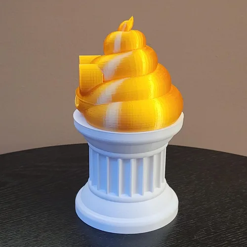 Miniatura 3 de Znet3D Poop Emoji Trophy – 6 pulgadas de alto en un pilar blanco – Premio y regalo perfecto – Hecho a mano con fabricación aditiva (oro seda)