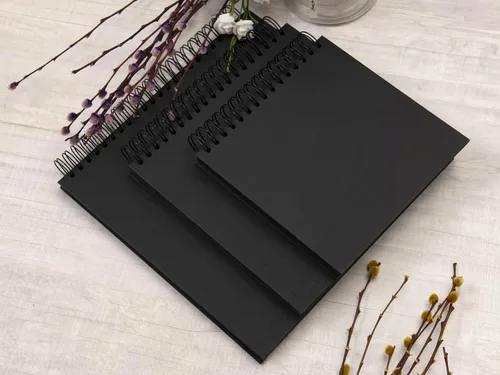 Miniatura 6 de potricher - Álbum de manualidades para fotos, de 8 x 8 pulgadas, 80 páginas, papel de estraza grueso en blanco, libro de recuerdos para boda y Negro