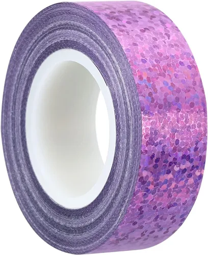 Miniatura 9 de PATIKIL Cinta brillante con purpurina de 0.591 in x 16.4 ft, 1 paquete de cintas adhesivas holográficas decorativas para manualidades, álbumes