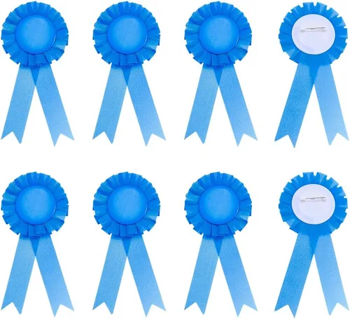Miniatura 7 de CRASPIRE 20Pcs Blank Award Ribbons First Place Prize Dodger Blue 6.1 x 2.9In Flat Round Winner Victory Recognition Polyester Rosette Badge Brooches