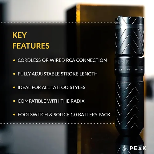 Miniatura 3 de Peak Solice Pro - Máquina de tatuaje inalámbrica, equipo ligero profesional para tatuajes, trazo totalmente ajustable, hasta 10 horas de potencia