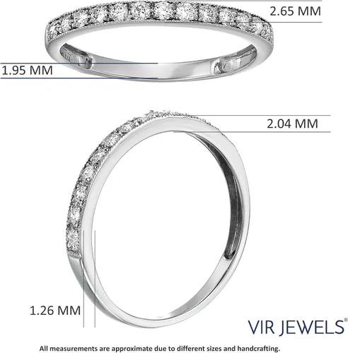 Miniatura 5 de Vir Jewels Anillo de compromiso de boda de diamantes de 15 quilates (ctw) para mujer, anillo de compromiso de diamantes redondos de media eternidad