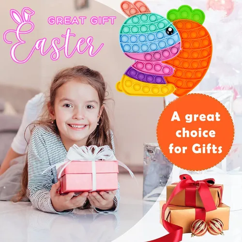 Miniatura 6 de Juguete sensorial para ansiedad de conejo de Pascua, juguete sensorial de burbujas para reventar burbujas, rompecabezas popper, regalos de Pascua