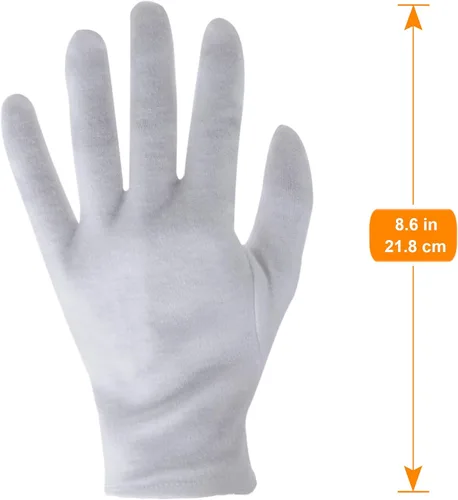 Miniatura 2 de 12 pares de guantes de algodón blancos para servir, inspección, disfraz - Guantes de tela para manos secas, eccema, SPA hidratante (12 pairs)