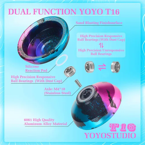 Miniatura 3 de YOYOSTUDIO T16 YoYo Responsive Profesional, YoYo de Doble Propósito para Niños Principiantes, YoYo No Sensible para Adultos con Herramienta