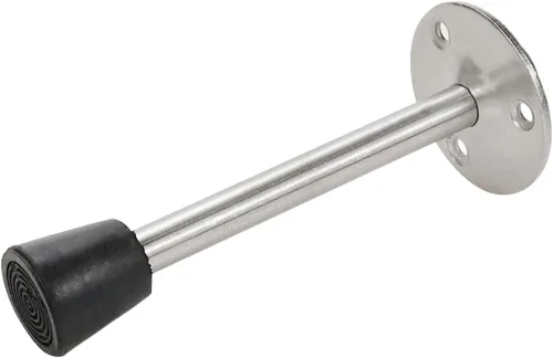 Miniatura 4 de Tope de puerta de acero inoxidable montado en el piso de la pared con parachoques de goma 120mm/4.7" Longitud-4pcs