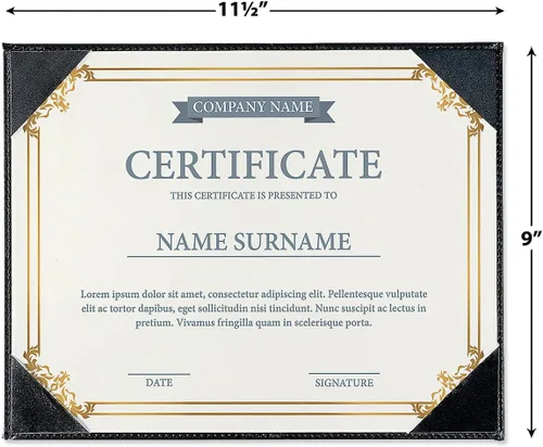 Miniatura 2 de Fine Stationery Porta certificados de piel sintética negra con soporte de caballete acrílico, paquete de 3, capacidad para documentos tamaño carta