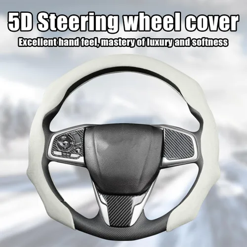 Miniatura 2 de Mandark - Funda para volante de auto de ante, protector para volante de vehículo deportivo que se ajusta a 15 pulgadas, accesorios de decoración