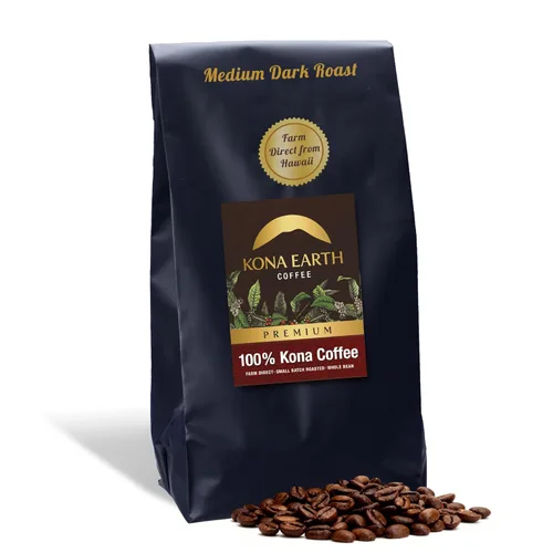Miniatura 9 de KONA EARTH 100% Café Premium Kona, Tostado Medio Oscuro, Grano Entero (227 gramos) Café auténtico de la granja directa de la Isla Grande de Hawái