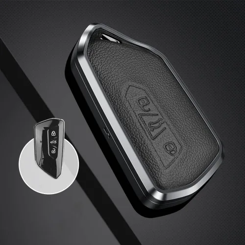 Miniatura 3 de SANRILY Funda para llavero de metal y cuero de alta calidad para VW ID.4 2020 2021 2022 MK8 ID.4 GTX, Skoda Octavia Seat Leon MK4, funda para llave