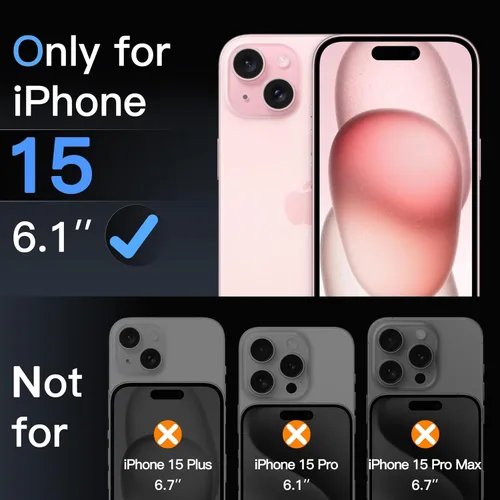 Miniatura 2 de JETech 9H+ - Protector de pantalla inastillable para iPhone 15 de 6.1 pulgadas, película de vidrio templado de grado militar con herramienta