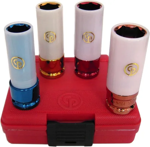 Miniatura 3 de Chicago Pneumatic SS413WP - 1/2 pulgada de accionamiento cuadrado, SAE y métrico, profundo, protector de rueda, 6 puntos, juego de llaves de impacto