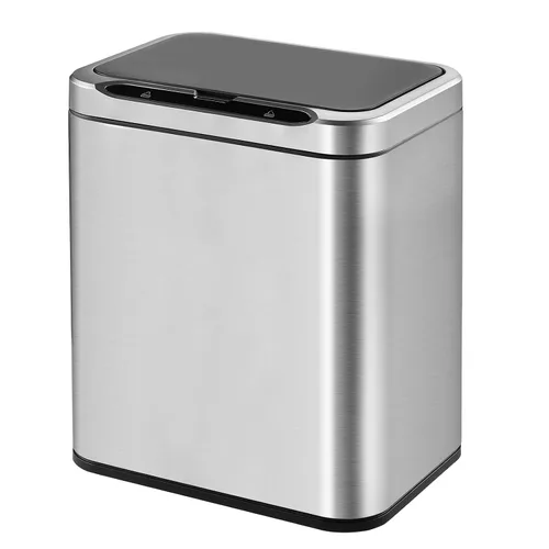 ELPHECO Basurero de acero inoxidable para oficina, con sensor de movimiento, sin contacto, cubo de basura inteligente automático para cocina, Crema