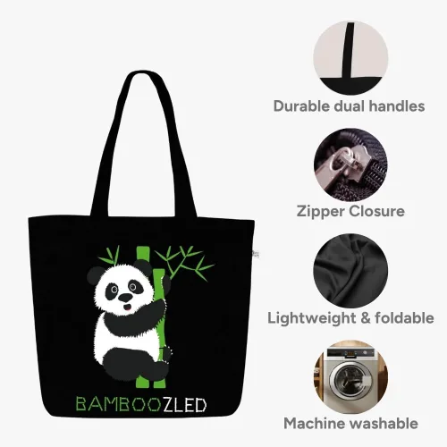 Miniatura 36 de Ecoright Bolsa de lona estética para mujer, bolsa grande con cremallera y bolsillo, bolsa de mano para mujer, para yoga, trabajo, playa