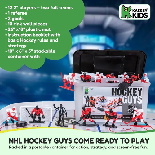 Miniatura 7 de Kaskey Kids NHL Hockey Guys, Vegas Knights vs. Seattle Kraken, 27 piezas en cada juego, incluye 2 equipos y estuche de almacenamiento de viaje