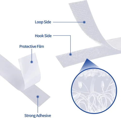 Miniatura 3 de Rollo de Cinta de Velcro Autoadhesiva Blanca de 1 Pulgada x 82 Pies con Respaldo Adhesivo, Tiras de Velcro de Nailon Resistente con Adhesivo, Cinta
