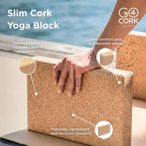 Miniatura 2 de Go4Cork Bloque de yoga de corcho para yoga, pilates y meditación, antideslizante, hipoalergénico, sostenible, no tóxico