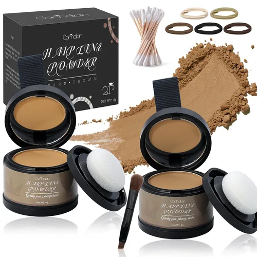Miniatura 11 de Paquete de 2 polvos de línea capilar para mujeres y hombres, se utiliza para retoques de raíces, color de cabello, adelgazamiento y cobertura