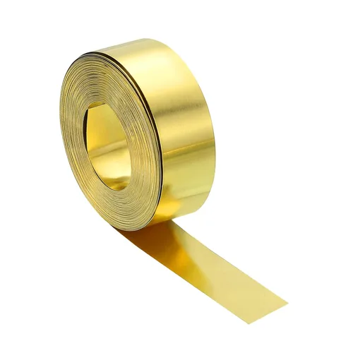 Miniatura 82 de uxcell Rollo de lámina de latón, 40 x 2 x 0.016 pulgadas, rollo de lámina de latón intermitente de metal para manualidades, reparaciones
