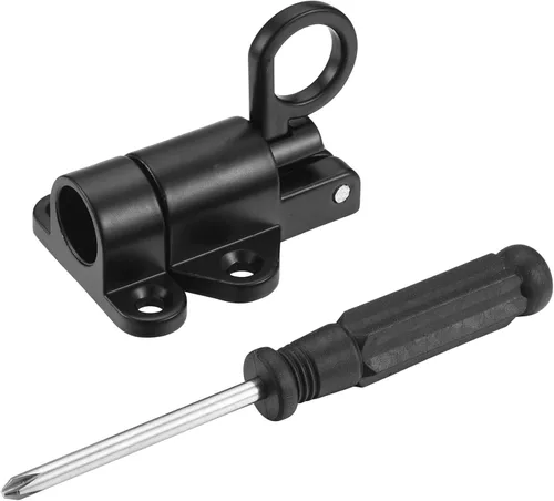 Miniatura 2 de 4 pestillos de cierre automático, pestillo de puerta de resorte para valla de madera, pestillos automáticos de puerta resistentes de seguridad, Negro