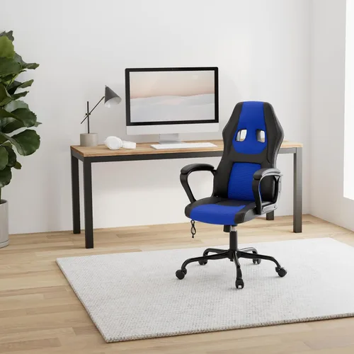 Miniatura 2 de Silla para videojuegos, sillón de oficina con masajeador, sillón de escritorio ergonómico, sillón de videojuegos de piel sintética y ajustable