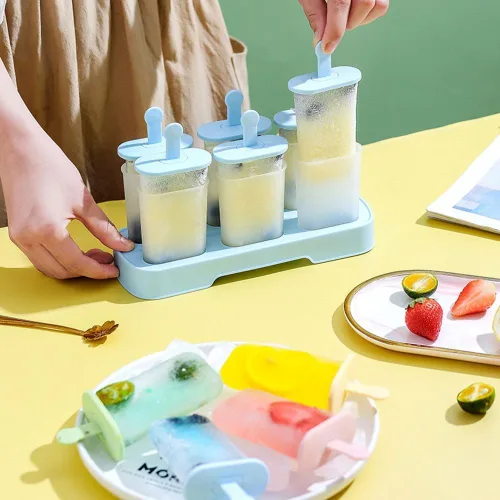 Miniatura 6 de Juego de moldes para paletas de 6 piezas, fabricante de paletas de hielo - libre de BPA, moldes para paletas de hielo de fácil liberación, moldes