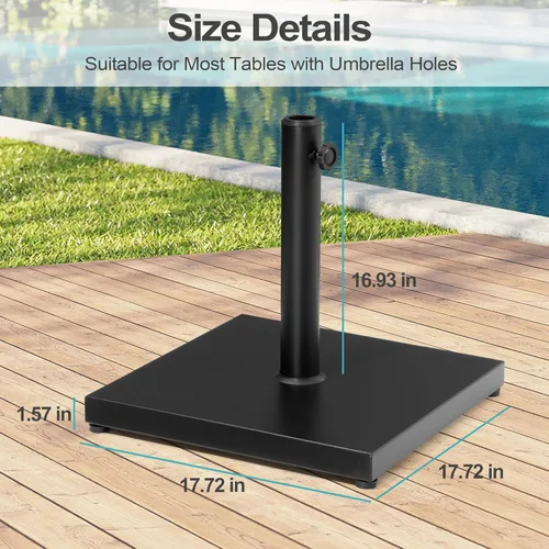 Miniatura 3 de Base para sombrilla de patio, soporte resistente cuadrado de concreto de 43 libras para exteriores, color marrón teca