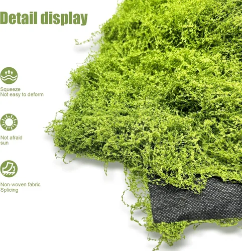 Miniatura 6 de Tapete de musgo verde artificial, alfombra de pared de césped con tela base de 39.37 x 39.37 pulgadas, musgo falso para manualidades, musgo