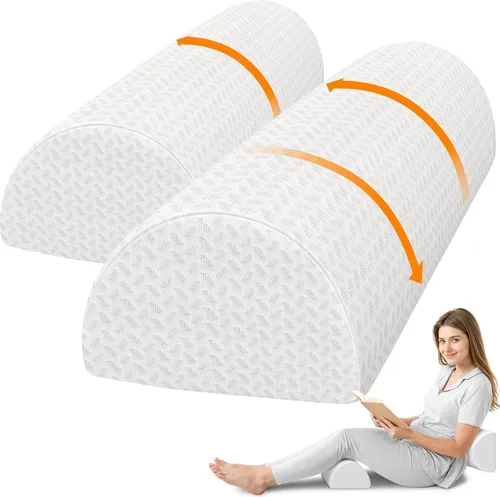 Miniatura 9 de SweetSlubr Almohada de rodilla para dormir de lado, almohada de espuma viscoelástica de media luna para piernas, almohada de elevación de cuña