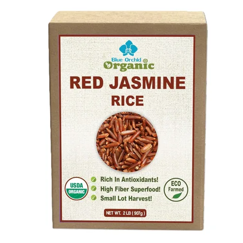 Arroz orgánico de jazmín rojo tailandés, sin gluten, sin conservantes, lote pequeño cultivado en Tailandia, 2 libras