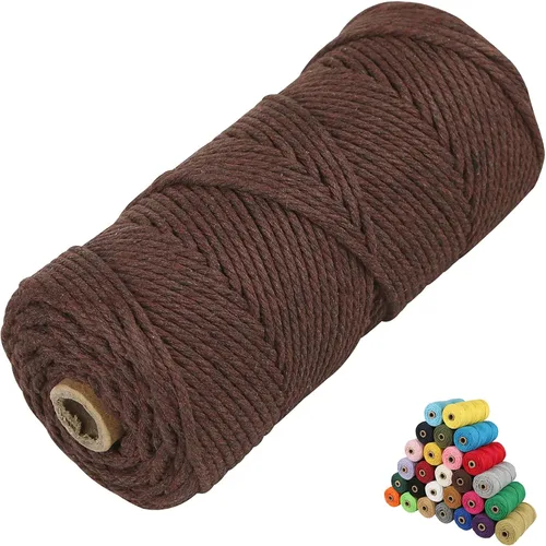 Miniatura 52 de Cordón de algodón para macramé, hilo torcido de 4 capas, cuerda de algodón natural, suministros perfectos de macramé, para hacer soportes colgantes