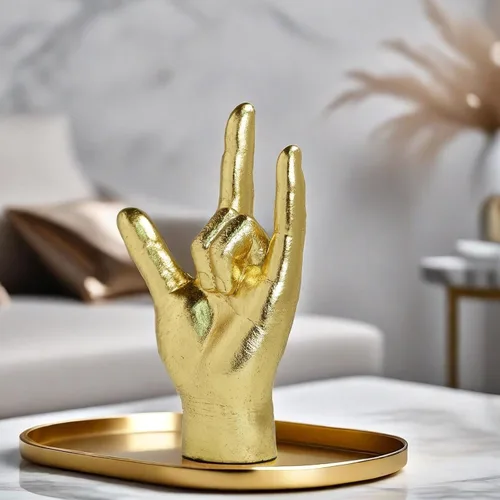 Miniatura 6 de DECOUE Estatuas y esculturas de gestos dorados, estatuas de dedo de resina para mano, decoración clásica de estante y escritorio, regalos