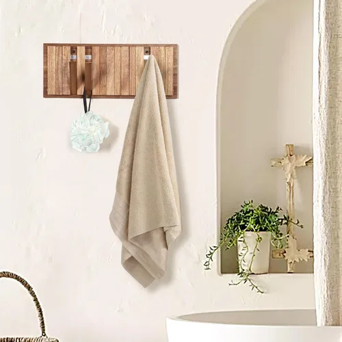 Miniatura 6 de Perchero de pared para entrada: Plegable rústico de madera con 8 ganchos, montaje de 16.5 pulgadas, elegante colgador de piano para pasillo