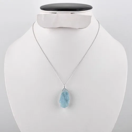 Miniatura 5 de Collar con colgante de piedras preciosas, piedra de energía áspera, cristales curativos de chakras, plata esterlina 925, chapado en rodio, piedra