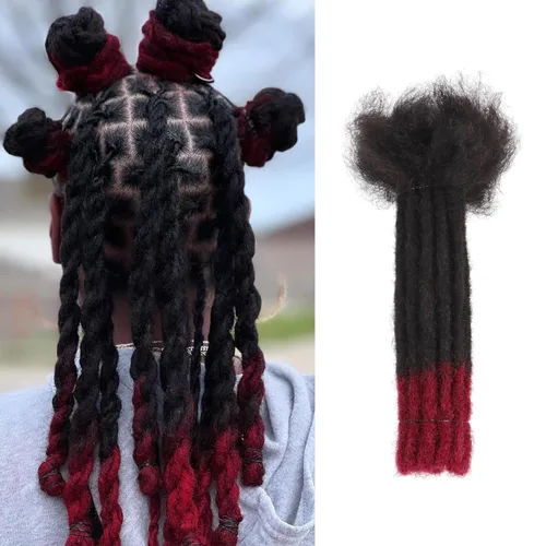 Miniatura 36 de Viovian Extensiones de rastas de 0.23 pulgadas de cabello humano de 6 pulgadas, 20 hebras ombré, extensiones de cabello humano para hombres, 1b/27