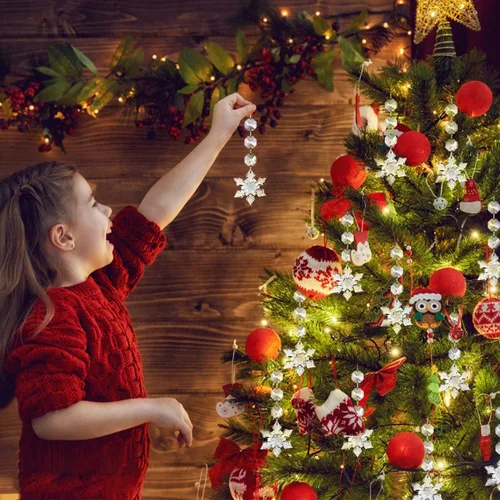 Miniatura 5 de Jishi 30 piezas de adornos de copo de nieve de cristal para decoración de árbol de Navidad, adornos de copo de nieve de acrílico transparente