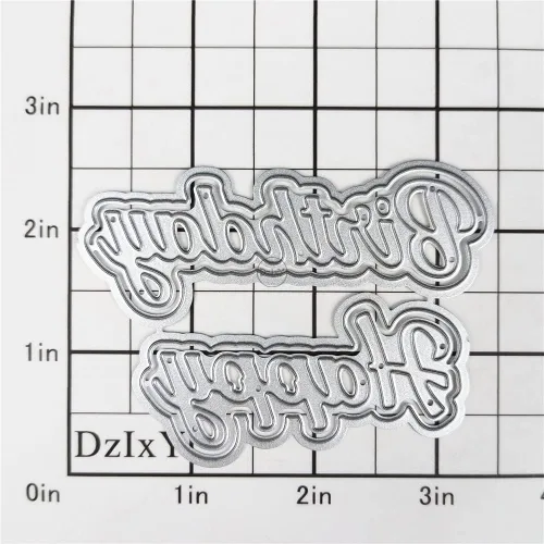 Miniatura 3 de DzIxY Shadow Happy Birthday - Troqueles de corte de metal para hacer tarjetas, kit de álbumes de recortes, papel en relieve, troquelados, plantillas
