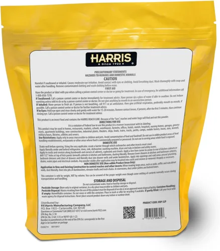 Miniatura 2 de HARRIS - Polvo mata cucarachas y lepismas de ácido bórico con señuelo, desempolvador incluido en la bolsa (32 oz)