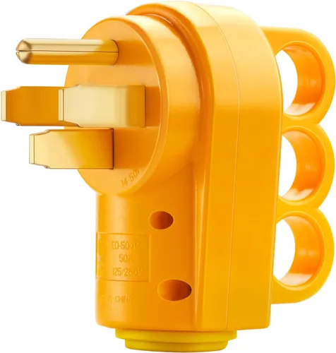 Kohree Enchufe Macho de 50 Amperios para RV, Enchufe de Repuesto de 125 250V para RV, Receptáculo NEMA 14-50P de Servicio Pesado con Mango de Agarre