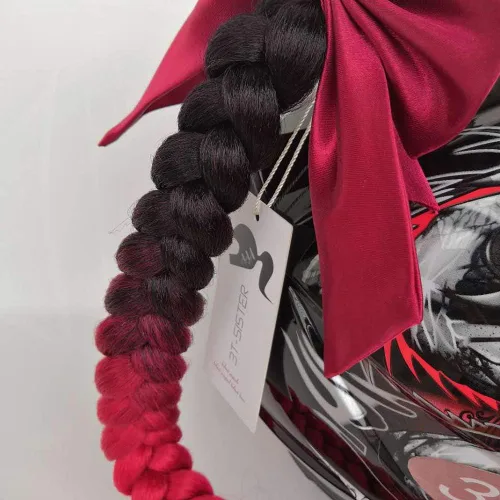 Miniatura 3 de Casco de coletas degradadas con rampa de trenzas para cola de caballo con ventosa con lazo o rosa para moto, 1 unidad de 24 pulgadas, muchos