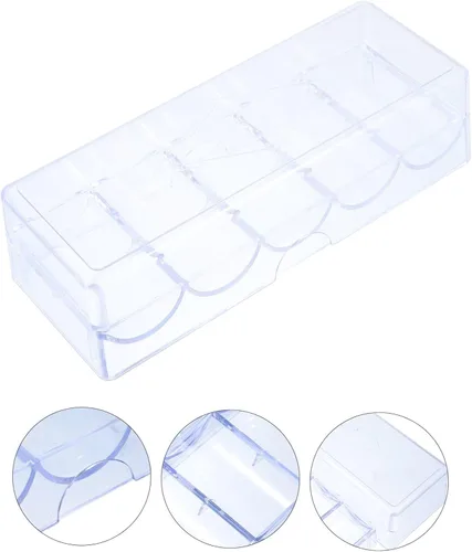 Miniatura 4 de LABRIMP Contenedor de almacenamiento de 5 compartimentos de plástico, caja de chips, contenedor transparente, caja organizadora transparente