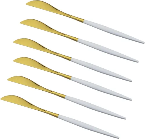Miniatura 6 de Cubiertos de oro blanco pulido brillante, diseño ligero, 36 piezas de acero inoxidable, juego de cubiertos de servicio para 6, incluyendo tenedores
